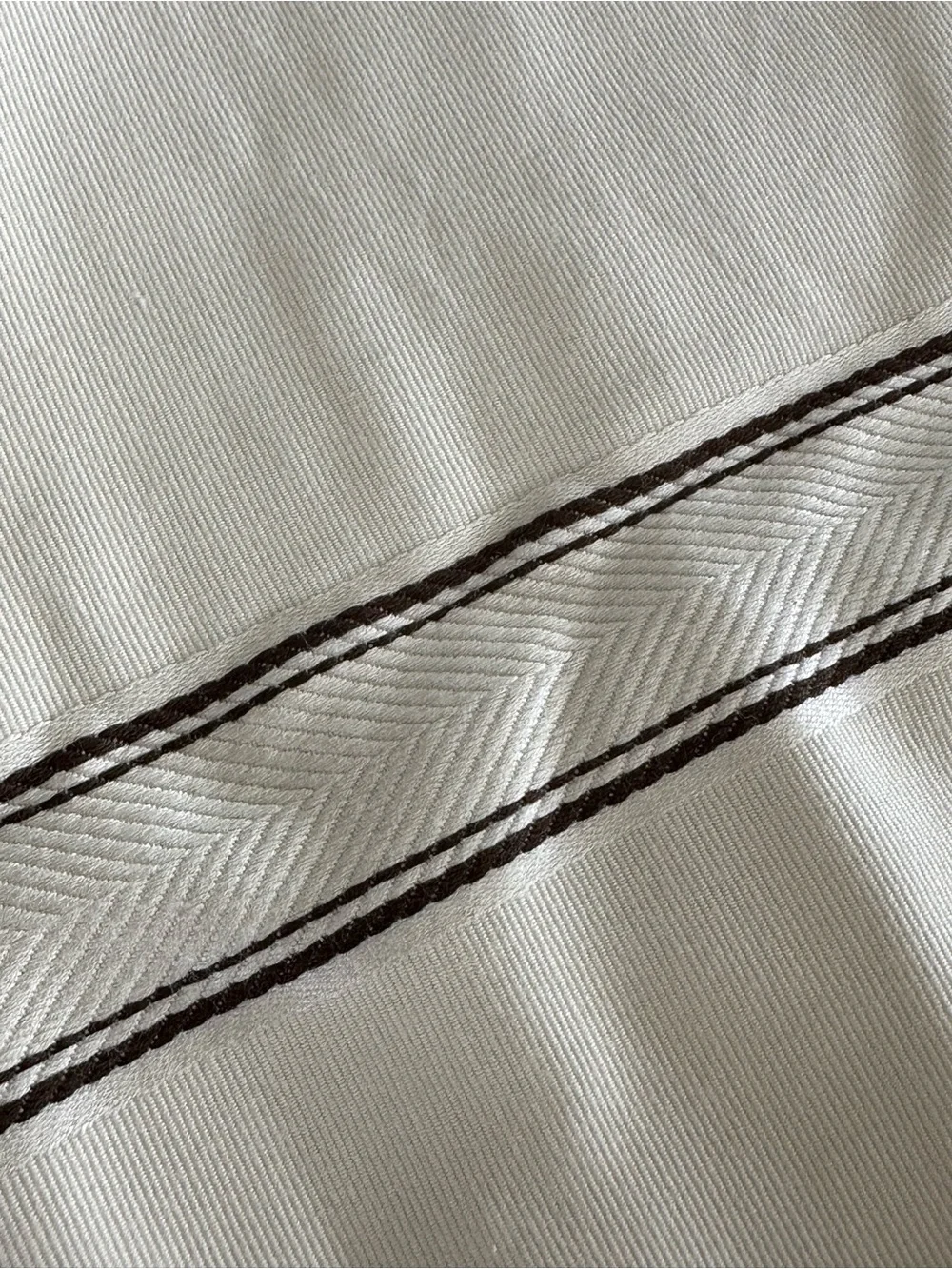 Nautica White Curtain Panel with Black Double-Stripe and Grommets